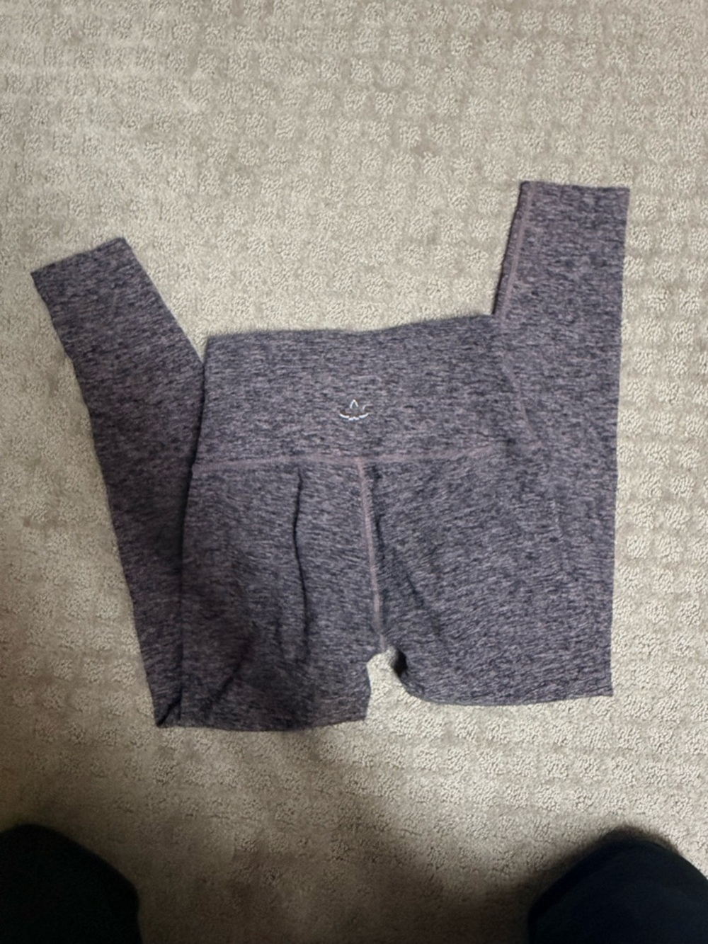 Beyond Yoga Space-Dye Heathered Plum High-Waist Leggings